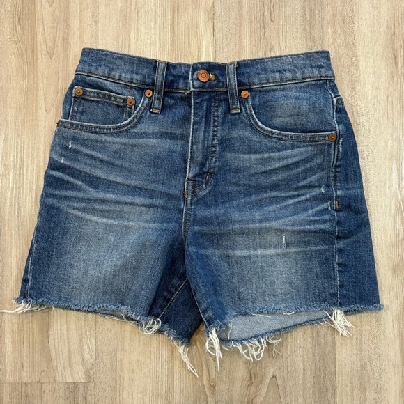 Madewell Pants - Madewell High Rise Denim Cutoff Shorts Raw Hem Distressed Wash Summer Size 24
